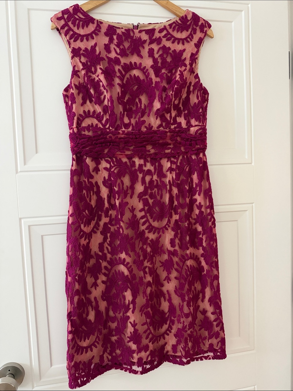 Adrianna Papell Magenta Lace Overlay Cocktail Dress -Size 10